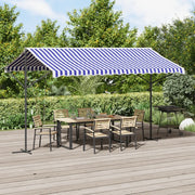 vidaXL Tenda da Sole Blu e Bianca 400x300 cm in Tessuto e Acciaio