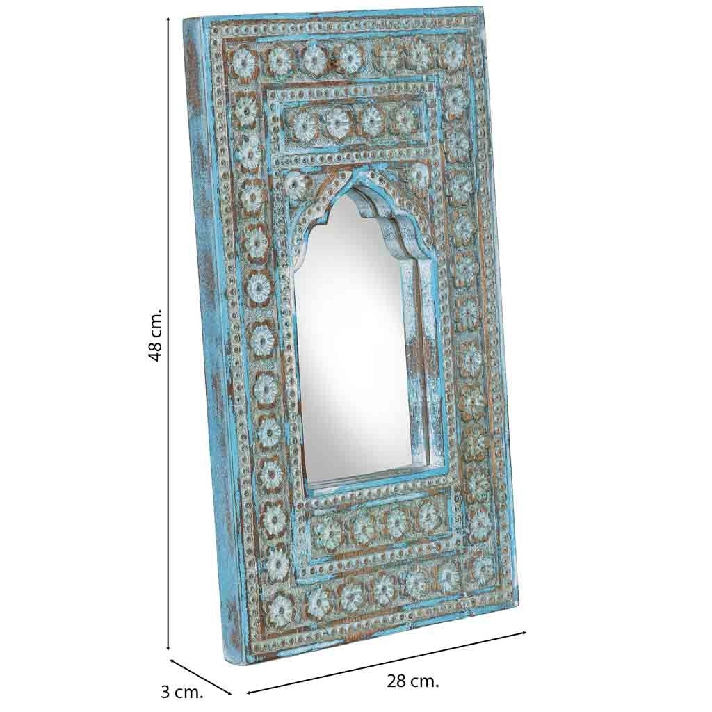 Specchio in legno blu 28x3x48 cm