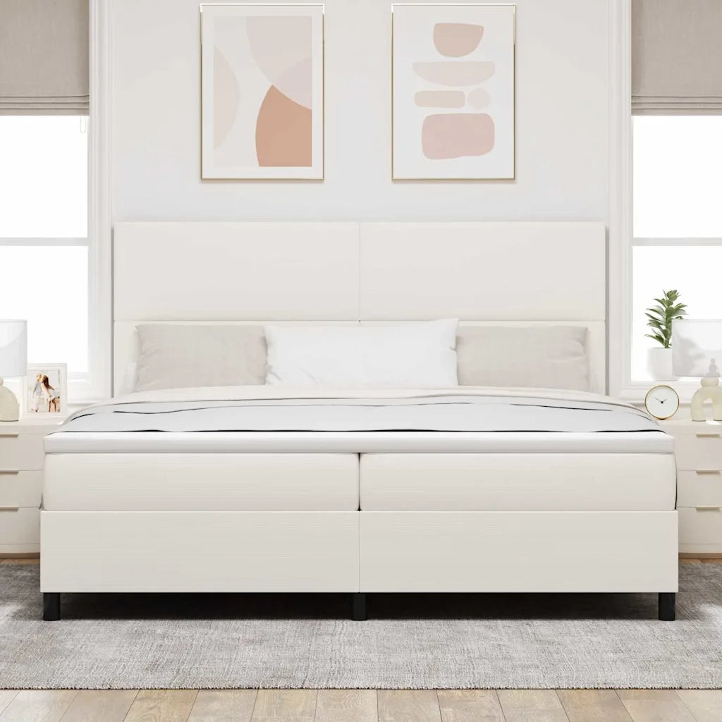 Letto a molle Crema e Bianco 200 x 200 cm Tessuto in Cords