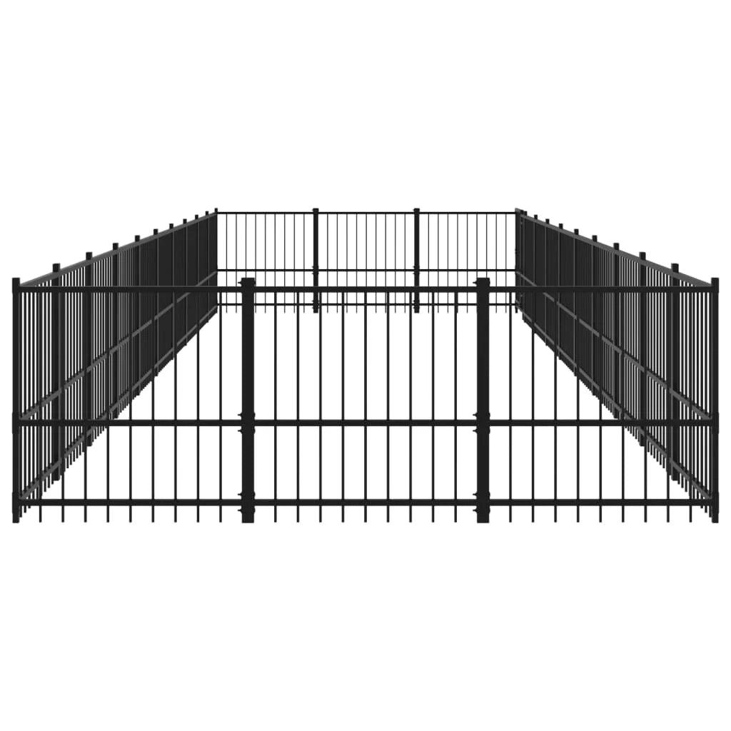 Gabbia per cuccia recinto per animali da esterno per cani in acciaio 28,23 m² nero 02_0041827
