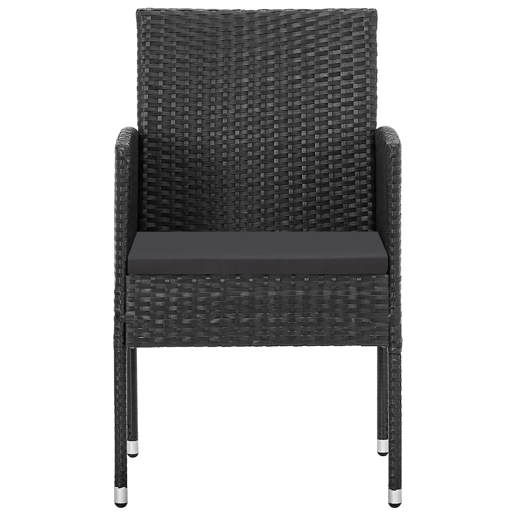 Sedie da Giardino con Cuscini Neri 4 pz | Sedie da Esterno Nere in Polyrattan