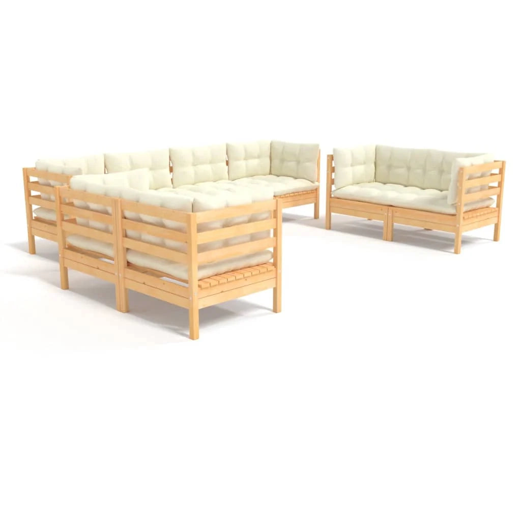 Set di mobili da giardino mobili da esterno 8 pezzi con cuscini color crema legno di pino massiccio 02_0017568