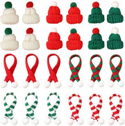 Set di Cappelli da Natale da 24 pezzi - Set di Cappelli e Sciarpe da Natale Mini - Decorazione da Tavola - Cappello da Natale con Lollipop - Cappello Decorativo - Ideale per Natale - Decorazione da Natale