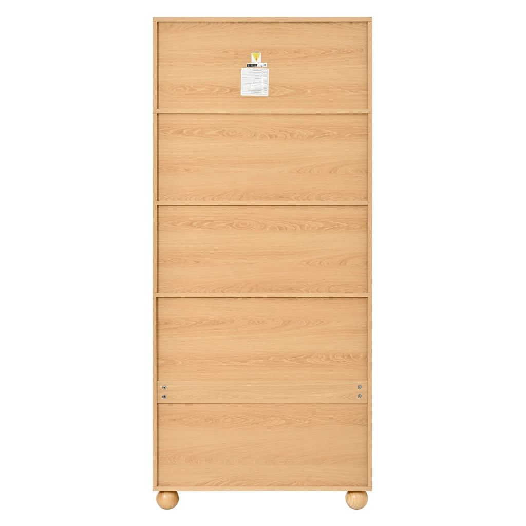 Credenza e madia con 2 ante, vano aperto e ripiano regolabile, per soggiorno e ingresso, naturale, 80 × 40 × 180 cm