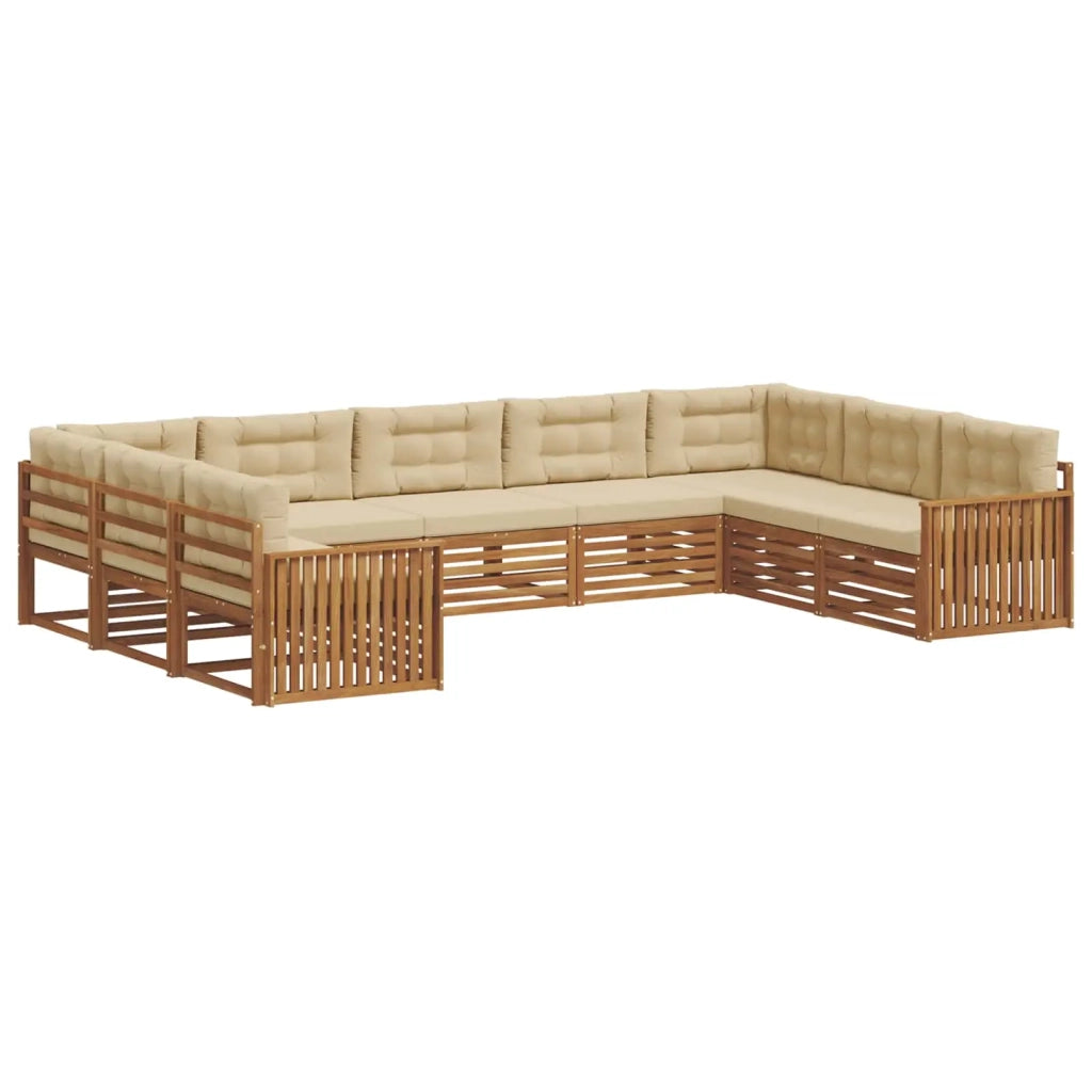 Set di divani da esterno con cuscino 9 pcs Naturale e Beige 3374128