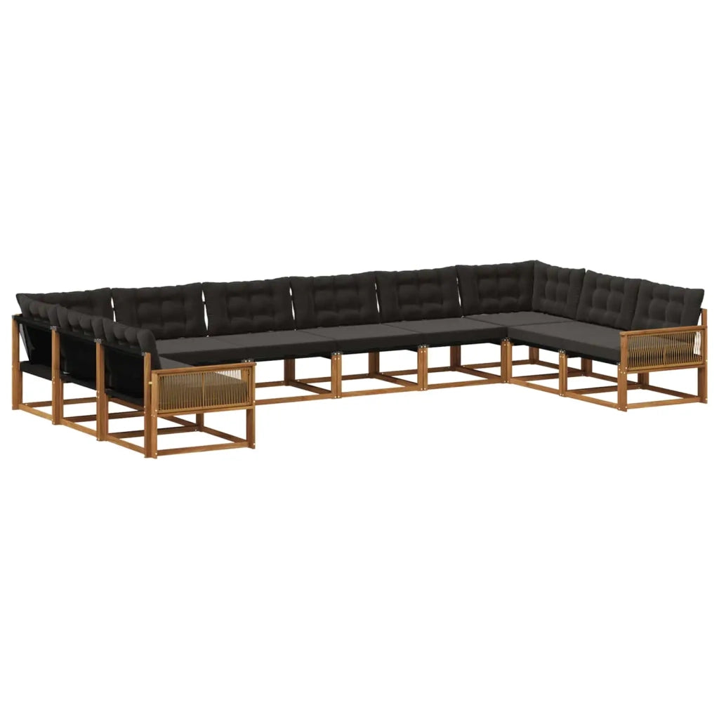 Set di divani da esterno 10 pz Naturale e Nero 3381716