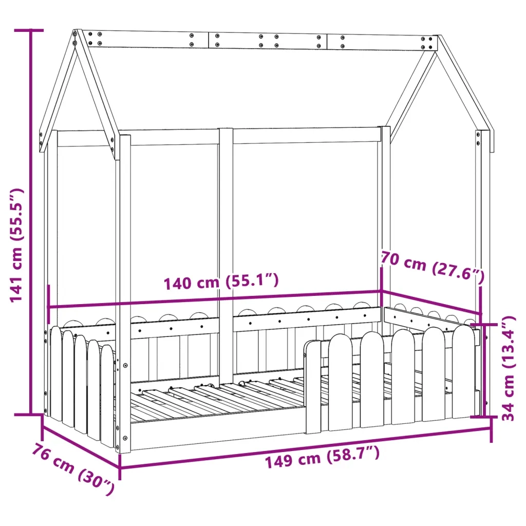 Giroletto Casetta Bambini Marrone Cera 70x140 cm Massello Pino 850700