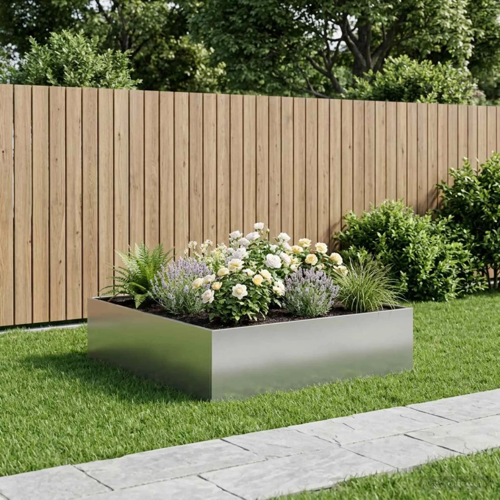 Vaso da giardino Argento 100 x 100 x 30 cm Acciaio zincato 8005088