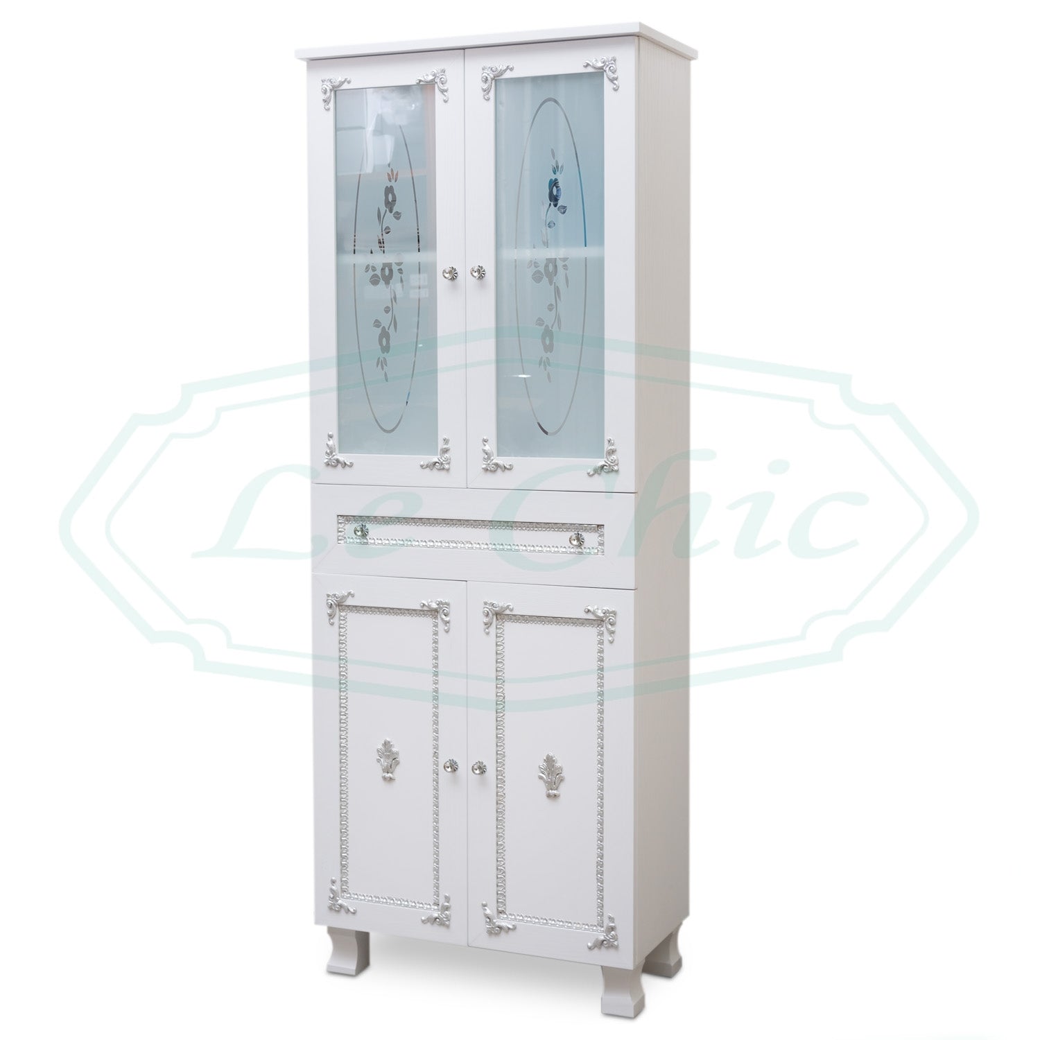 Colonna barocco white 150 cm con decorazioni