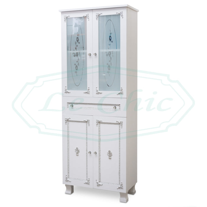 Colonna barocco white 150 cm con decorazioni