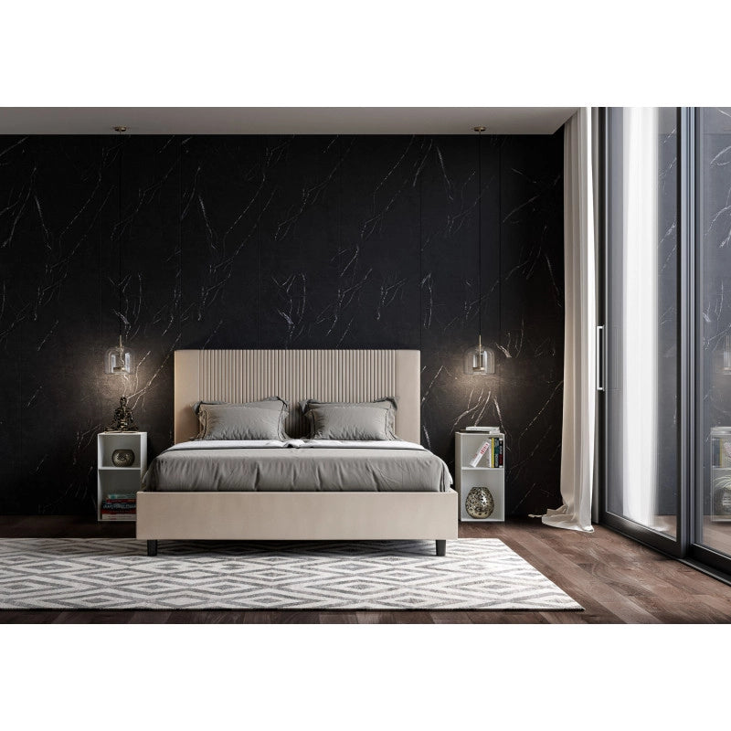 Letto imbottito Matrimoniale 170x210 cm Goya - Similpelle,Tortora,Contenitore