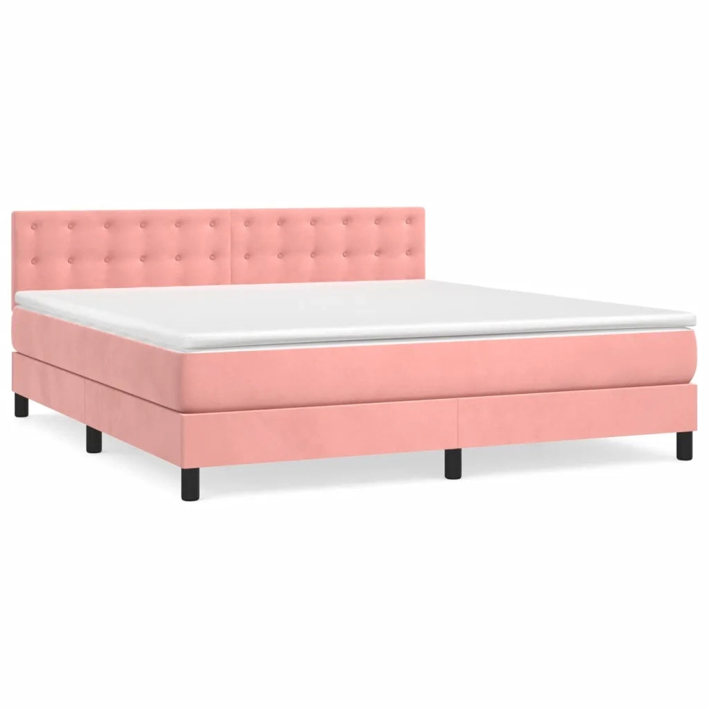 Giroletto a Molle con Materasso Rosa 160x200 cm in Velluto 3141556