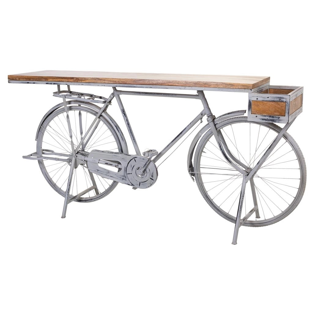 Mobile da ingresso in legno e metallo laccato argento 198x50x94h
