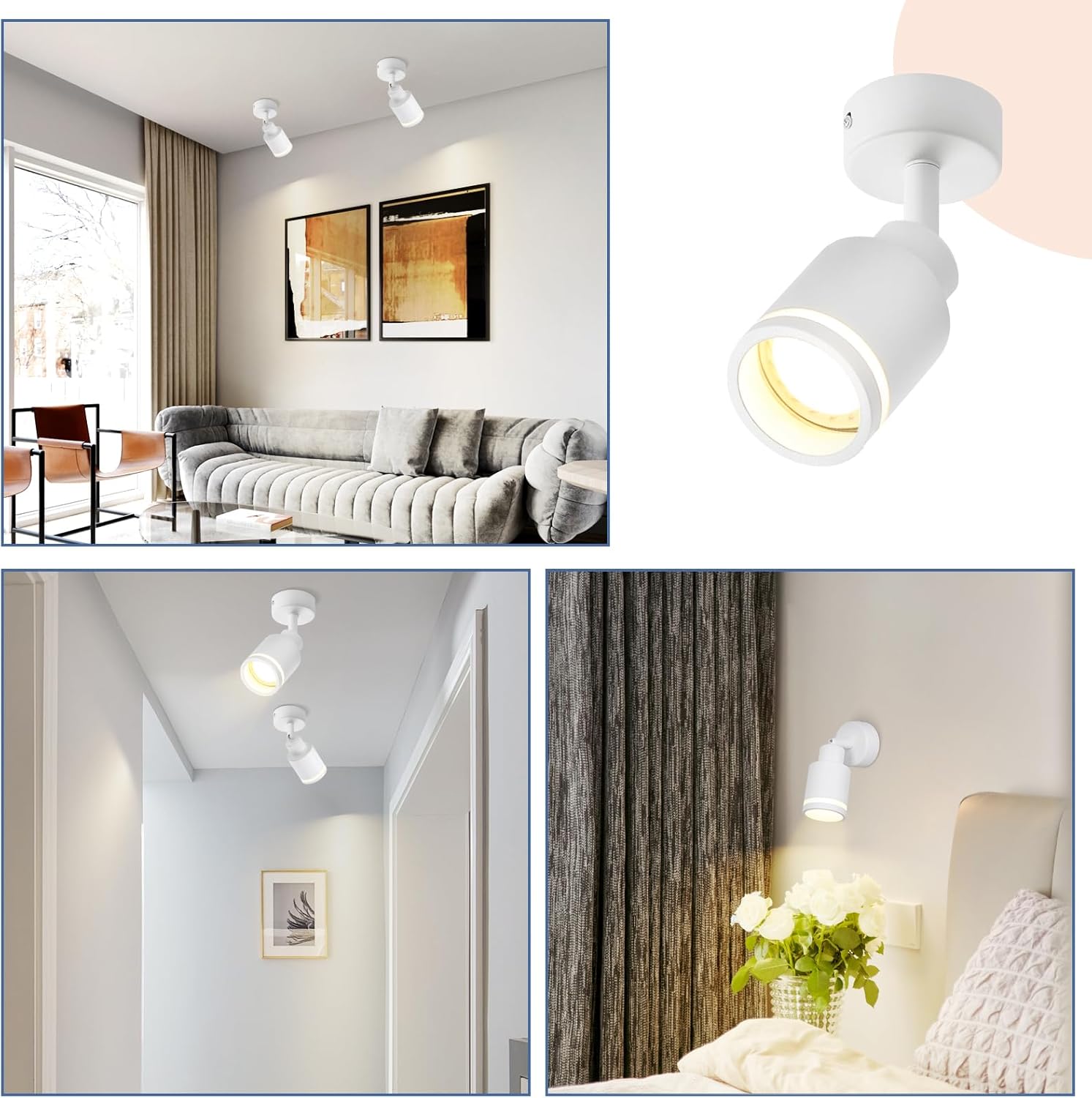 ZMH Faretto da soffitto moderni 1 lampadina GU10 orientabile