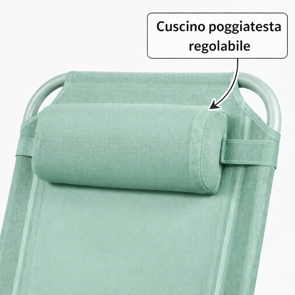 Set 2 Sedie Gravity Luxor Con Vassoio Portaoggetti Poggiapiedi Cuscino Verde