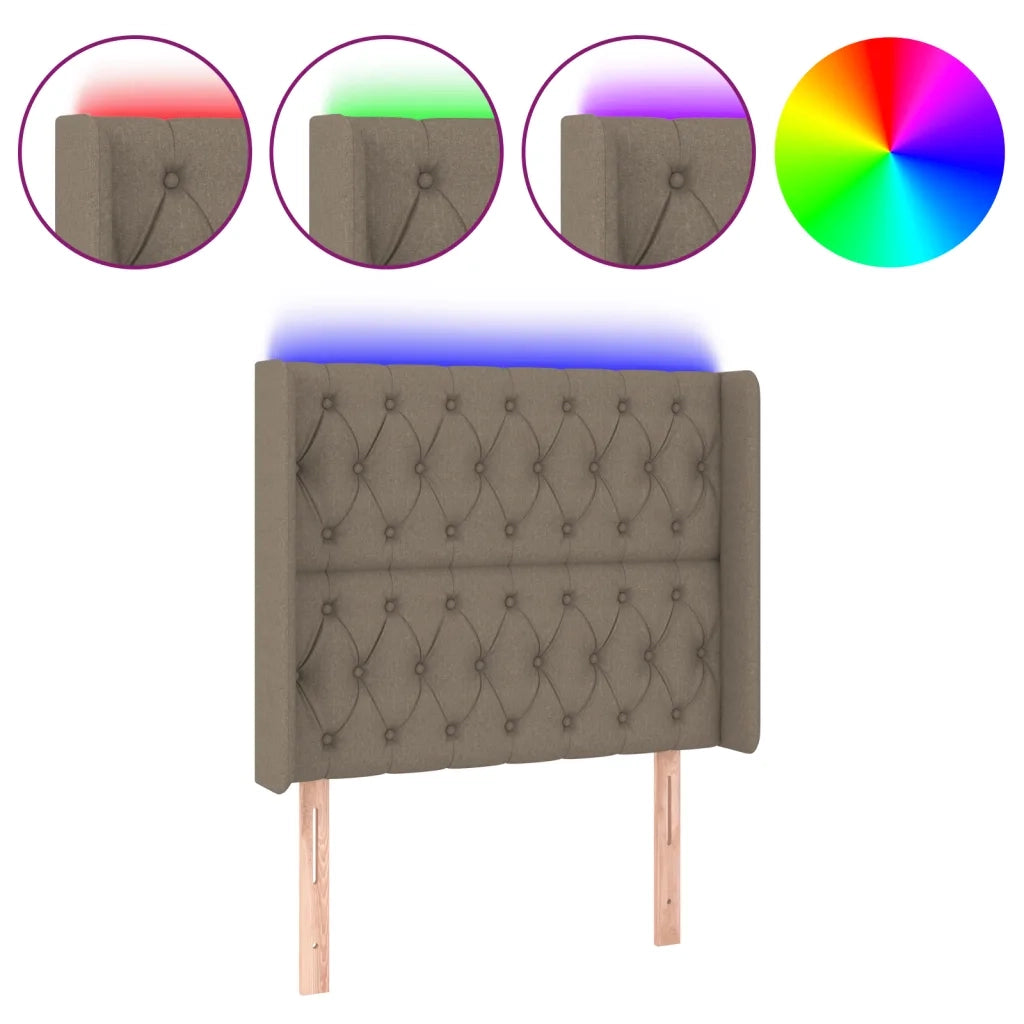 Testiera a LED-Testata con LED Tortora 103x16x118/128 cm in Tessuto 893326