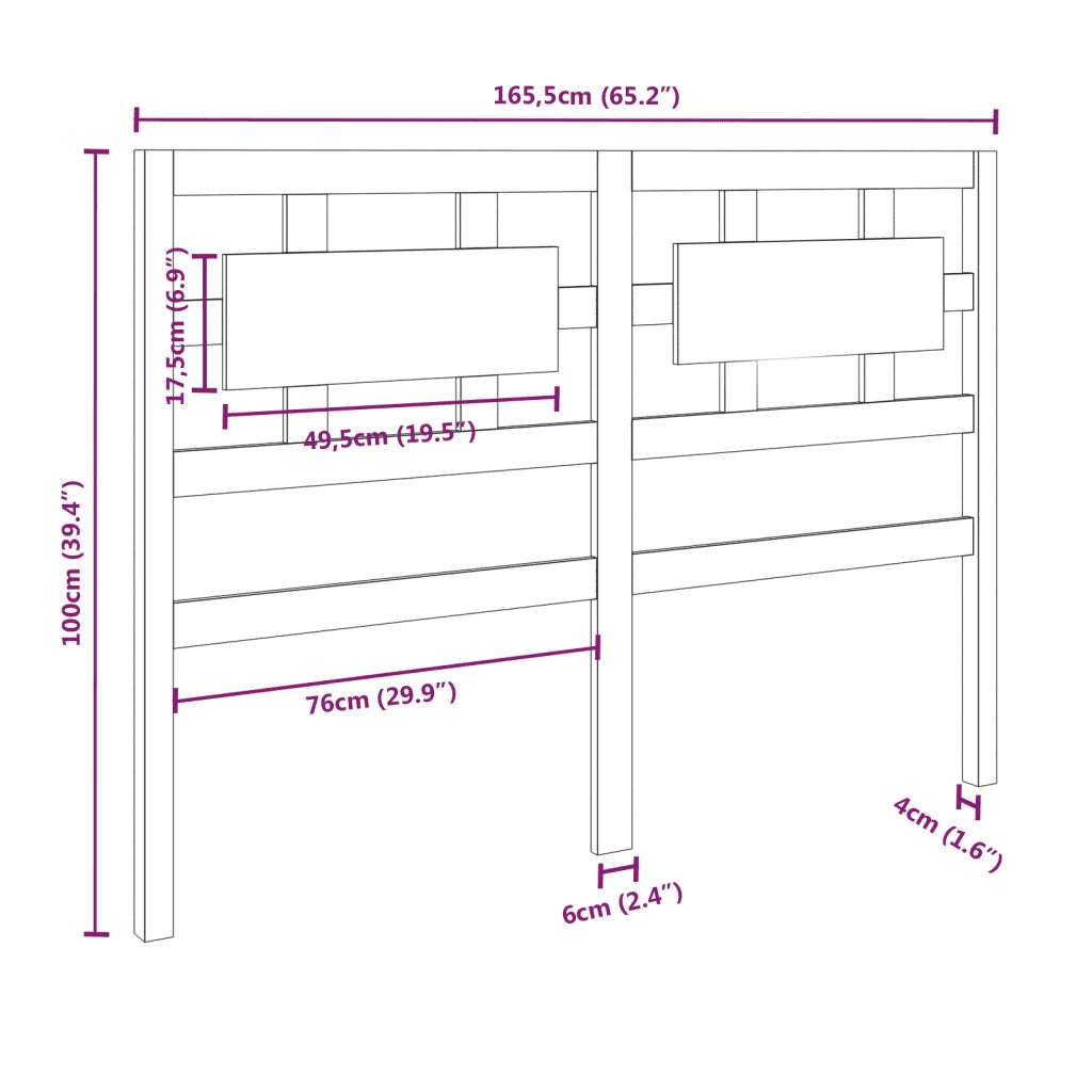 Testiera | Testata per Letto Grigia 165,5x4x100 cm Legno Massello di Pino
