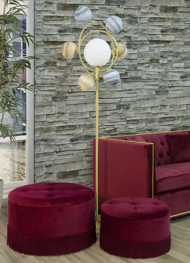 Puff Contenitore Lines New Coppia Bordeaux Ø71x41-55x33 cm in Legno Spugna e Poliestere Bordeaux