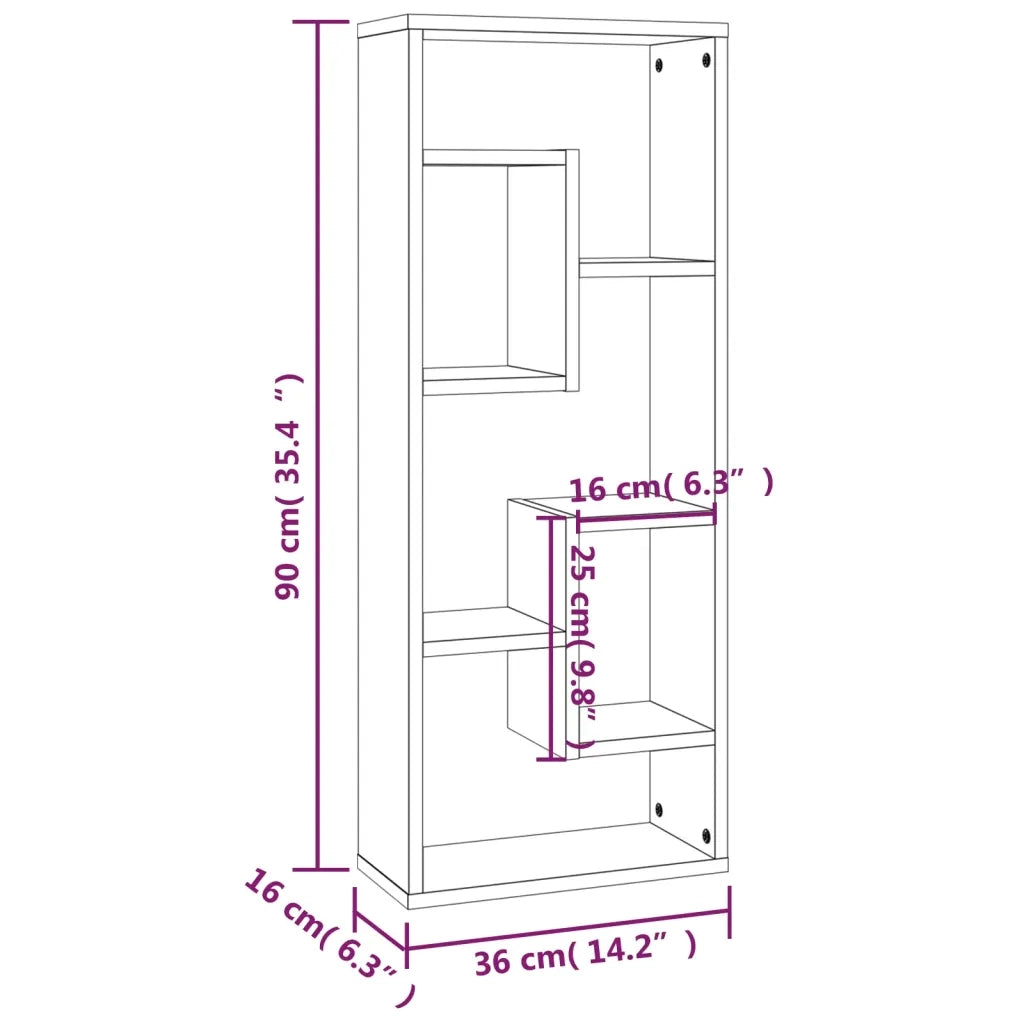 Mensola a Muro Rovere Marrone 36x16x90 cm in Legno Multistrato cod mxl 33529