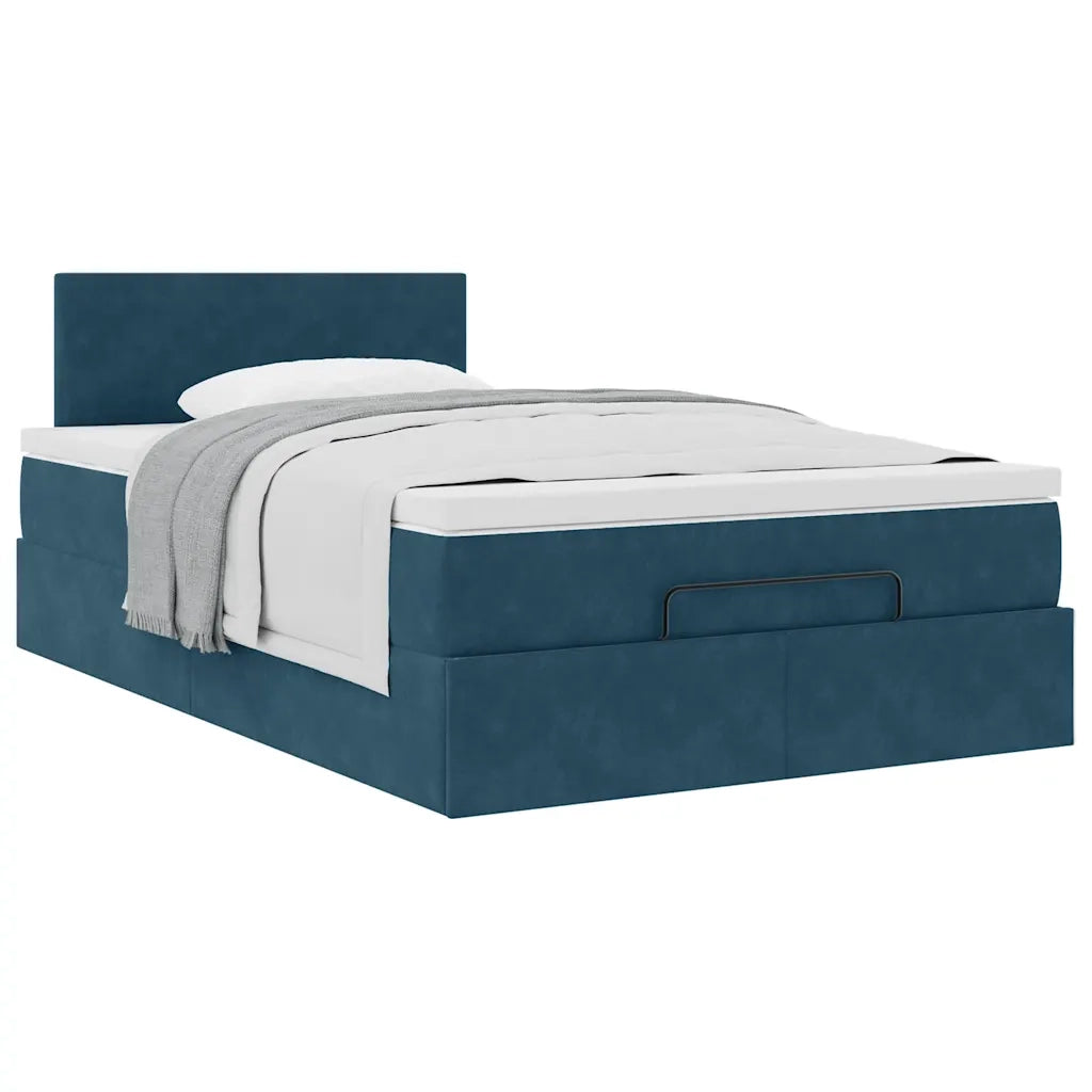vidaXL Struttura Letto Pouf con Materasso Blu Scuro 120x200 cm Velluto