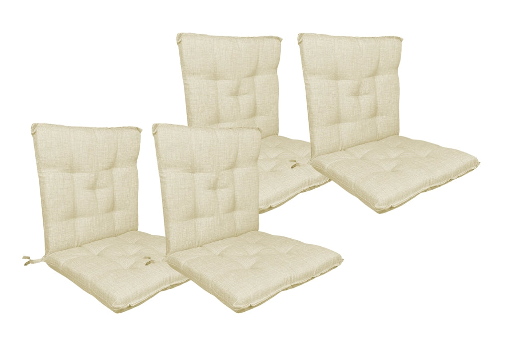 Set Cuscini Sedia Con Schienale Imbottiti Con Laccetti Banda Elastica 40 x 80 Cm Panna - 4 Pezzi