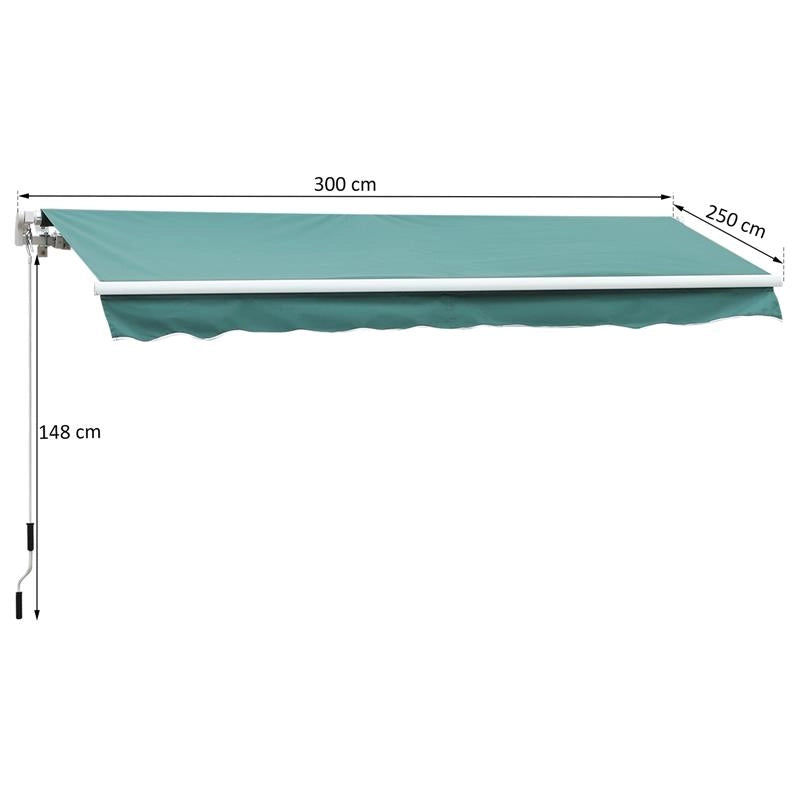 TENDA DA SOLE DA ESTERNO AVVOLGIBILE IMPERMEABILE 3 X 2.5 MT VERDE SCURO