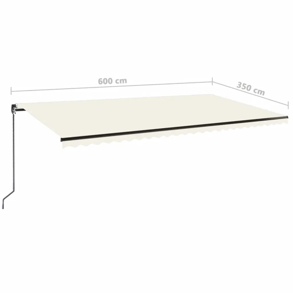 Tenda da Sole Retrattile Manuale con LED 600x350 cm Crema cod mxl 55305