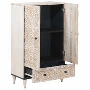 Credenza | Mobile Alto Bianco 60 x 33,5 x 100 cm Legno di mango massello