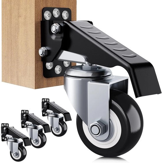 Set di ruote per banco di lavoro, capacità 300 kg, 4 ruote robuste da traino, costruzione in poliuretano, kit di accessori, 4 pezzi