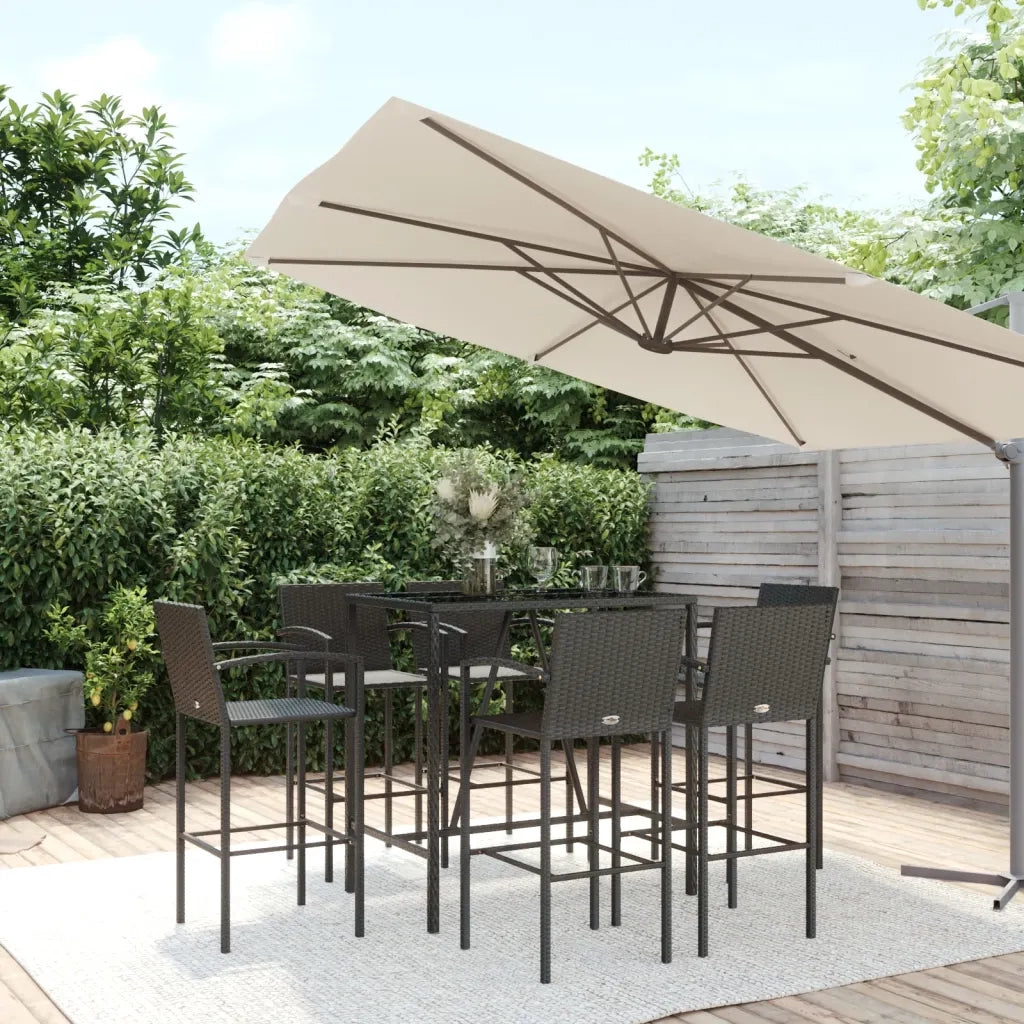 Set da Bar da Giardino 7 pz Nero in Polyrattan 3187657