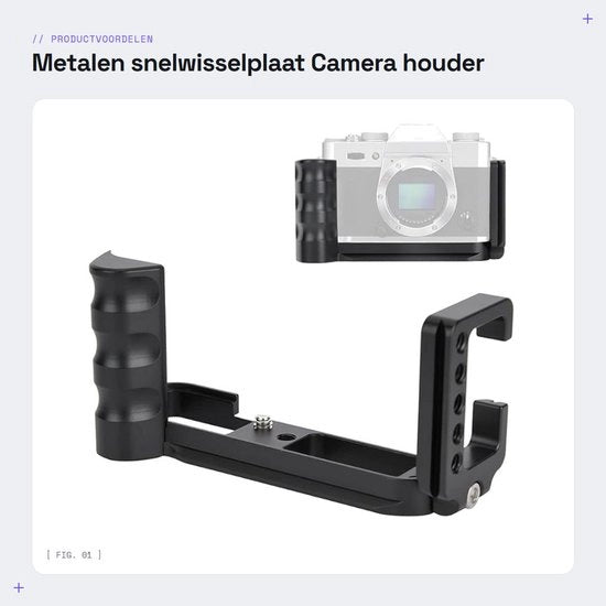 Piastra di scambio rapida di alta qualità in lega di alluminio - L-piastra supporto - maniglione per fotocamera - per Fuji XT10/XT20/XT30 - leggero - interfaccia di 39 mm AS-standaard - piastra per fotocamera