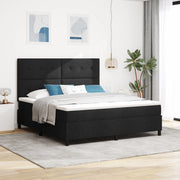 Letto Box Spring con Materasso Nero Super King Tessuto