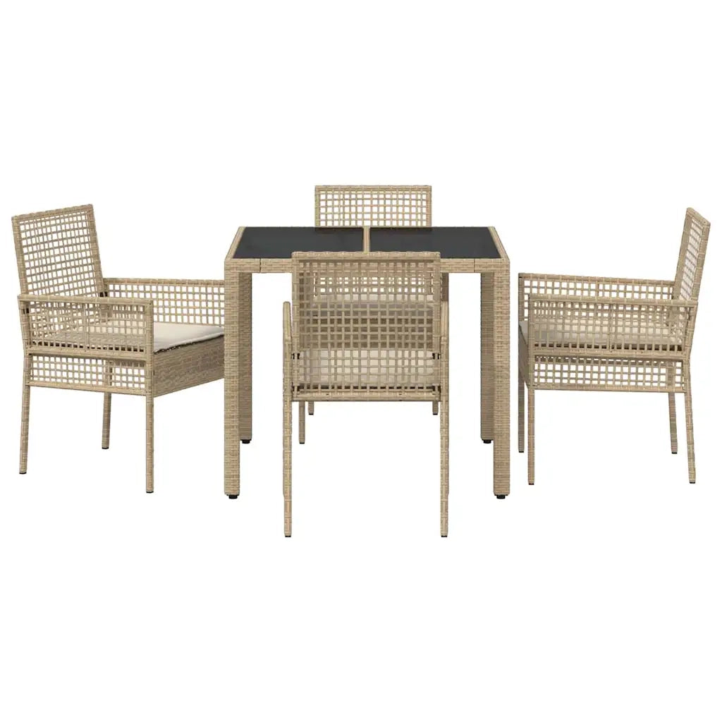 Set da Pranzo per Giardino 5 pcs Beige polyrattan 3334888