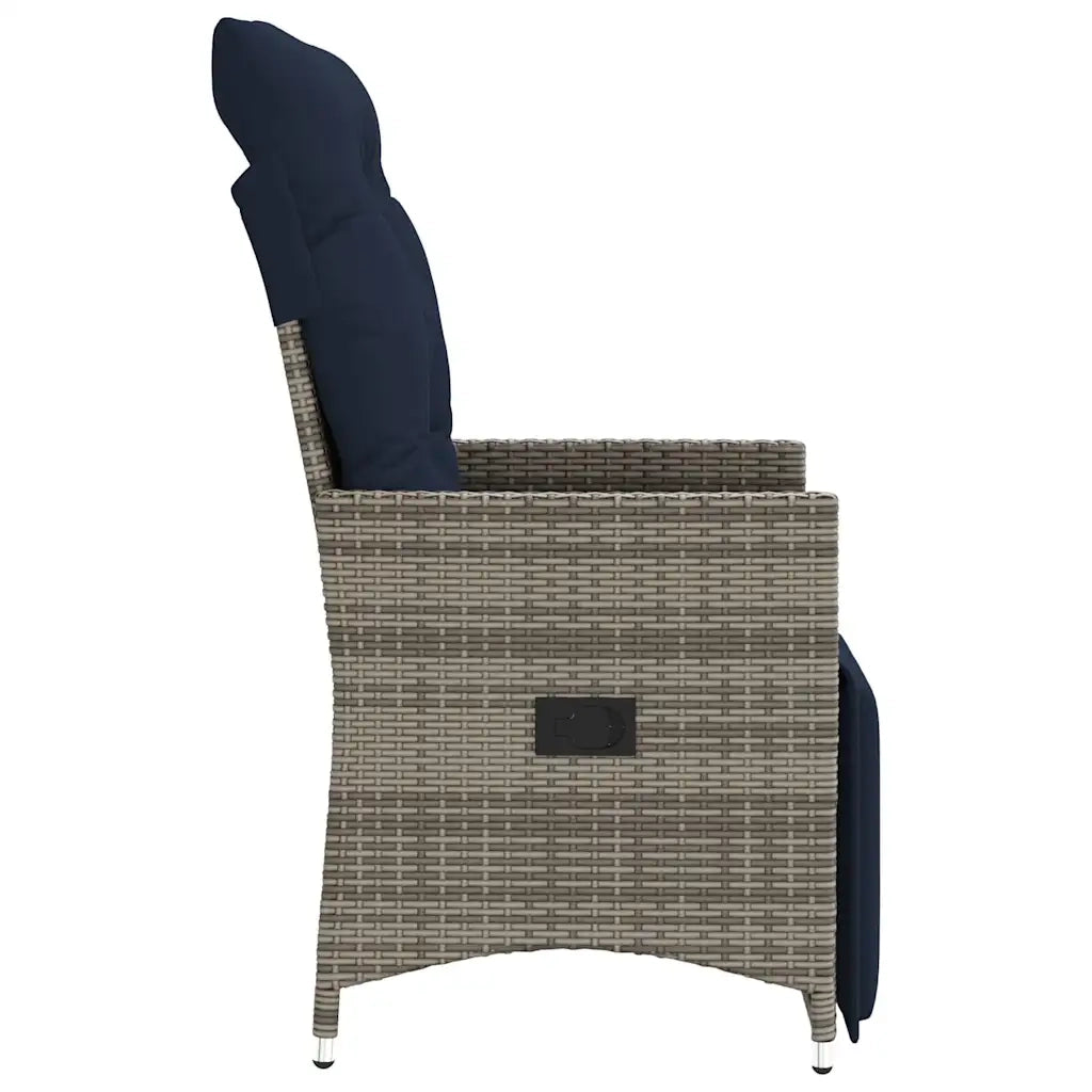 Sedie da giardino reclinabili 2 pz con cuscini grigie in polyrattan 365670