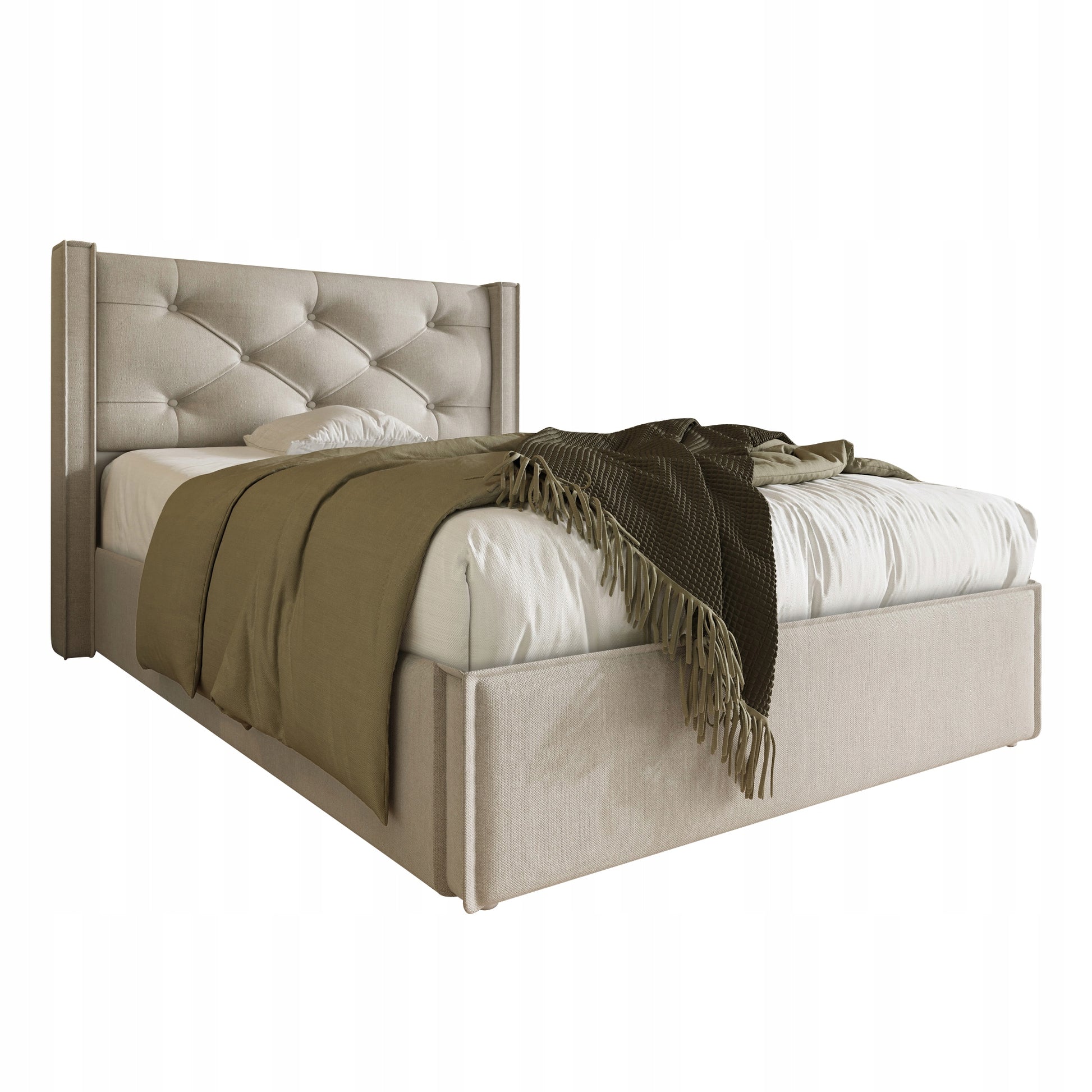 Letto imbottito 90x200 - Xylo - Grigio chiaro con telaio sollevabile