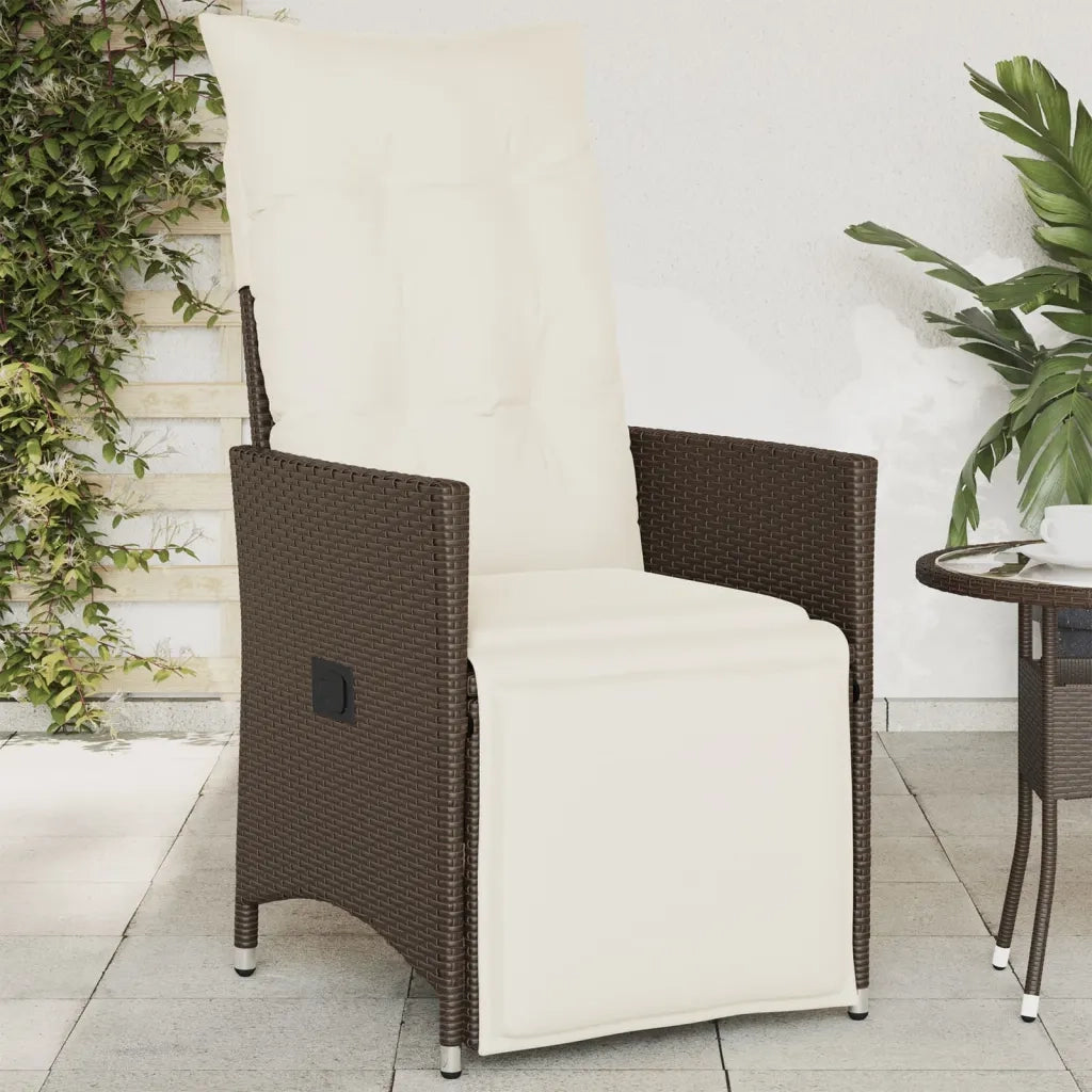 Sedia Reclinabile da Giardino | Sedie da Esterno con Cuscini Marrone in Polyrattan