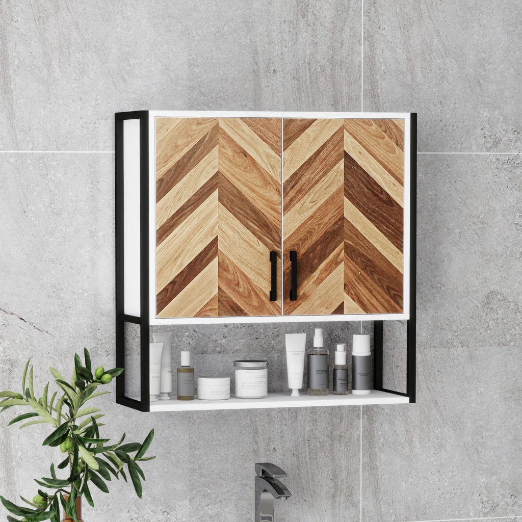 Armadietto Pensile per Bagno con 2 Ante e Ripiano Regolabile ¨C zephmum ¨C 59x20x60 cm Multicolore