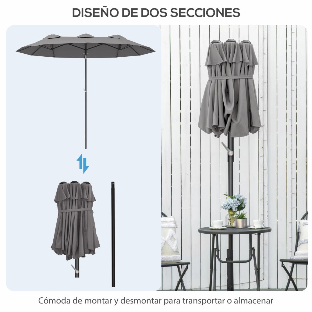 Ombrellone da Giardino Doppio ¨C zephmum ¨C Grigio 295x152x222 cm