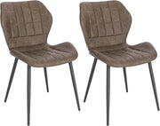 2x Sedie Ergonomica da Pranzo, Sedia Scandinava, Sedia da cucina in PU, Seduta Imbottita, per Camera da Letto, Salotto, Marrone Scuro, Gambe in Metallo, BH357dbr-2