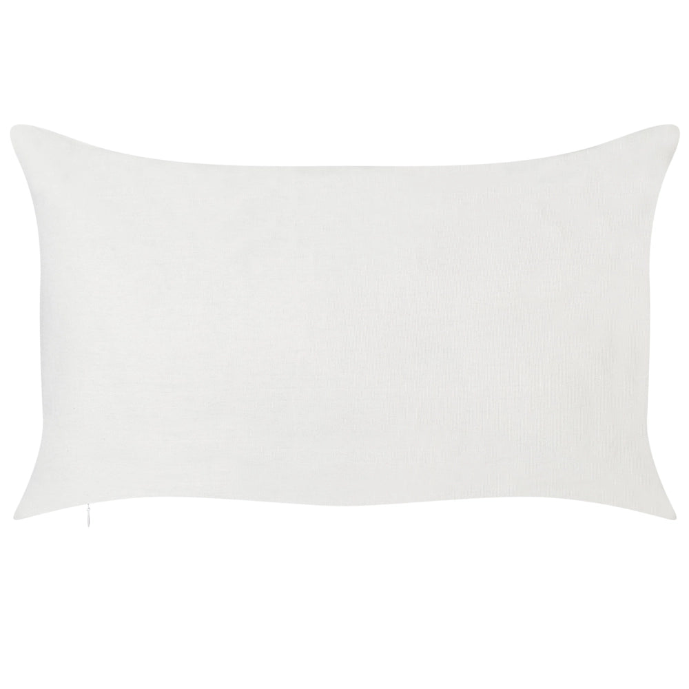 Set di 2 cuscini in cotone ricamati con motivo bianco e verde 30 x 50 cm morbida imbottitura