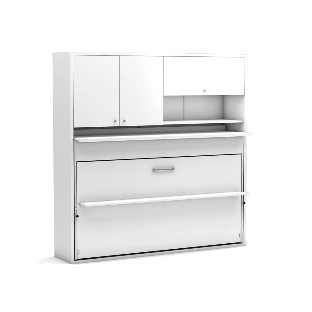 Letto a scomparsa salvaspazio singolo con scrivania estraibile Nitro bianco 207x35x208H