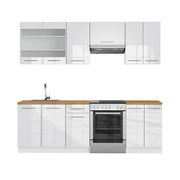 Cucina componibile Fame-Line Bianco lucido/Bianco 240 cm senza piano di lavoro Vicco
