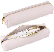 Etui in pelle unisex per adolescenti, contenitore per contenitore, contenitore per scuola, ufficio, ragazze, donne, studente, regalo (beige)