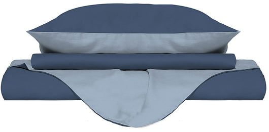 Copripiumino Singolo con Sacco e Federe Doubleface Avio/Azzurro