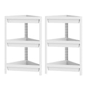 Set da 2 scaffali angolari da doccia a 3 ripiani con fori di drenaggio, Organizer da terra autoportante smontabile per bagno cucina camera e soggiorno Bianco