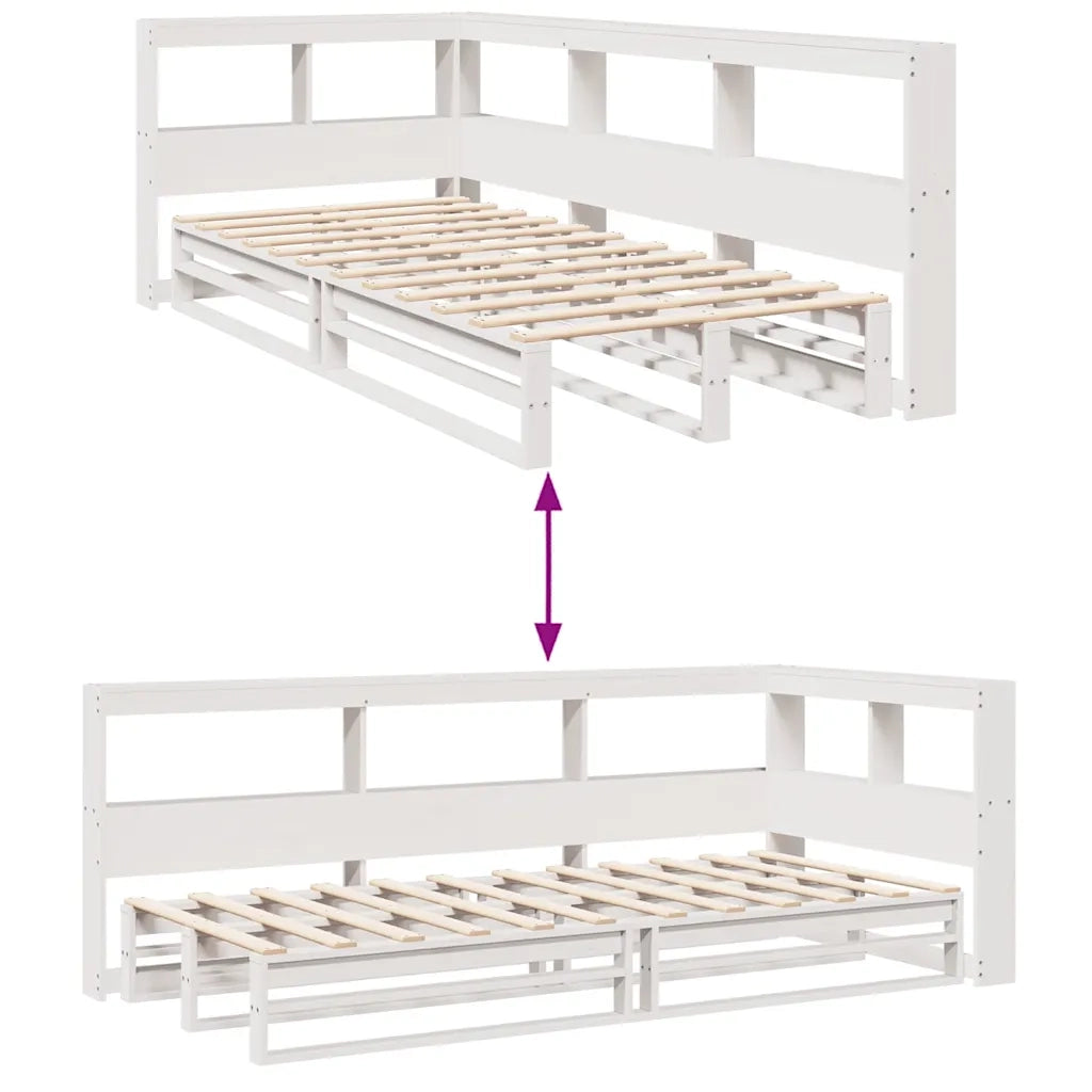 Letto con Libreria senza Materasso-Struttura Letto con contenitore 75x190 cm in Legno Pino 914031