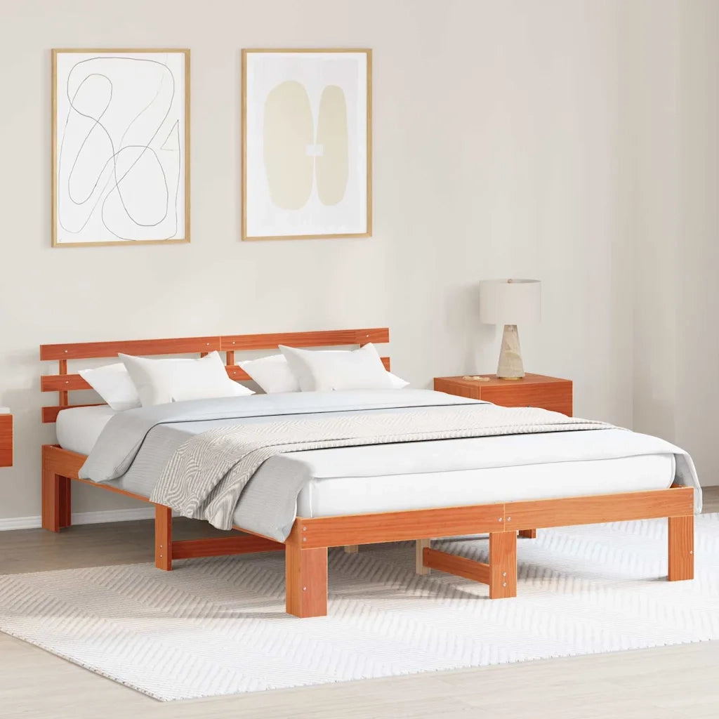 Struttura del letto Marrone cerato 160 x 200 cm Pino massello 872604