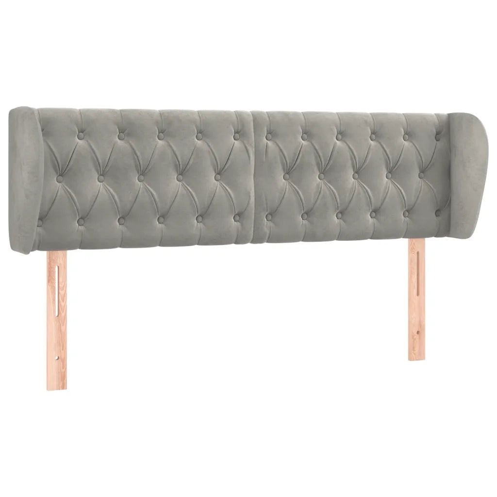Testiera | Testata ad Orecchio Grigio Chiaro 147x23x78/88 cm in Velluto