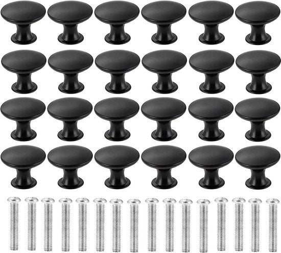 Set di maniglie per cassetti, 24 pezzi, maniglie per mobili, maniglie per cassetti, maniglie per cassetti con 24 viti, set di maniglie per cassetti per cassetti della cucina, 30 mm, maniglie per cassetti in materiale opaco, nero
