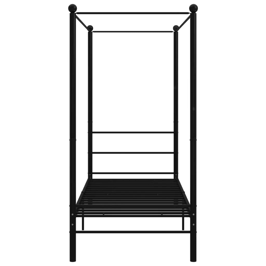 Letto a Baldacchino Nero in Metallo 100x200 cm 325054